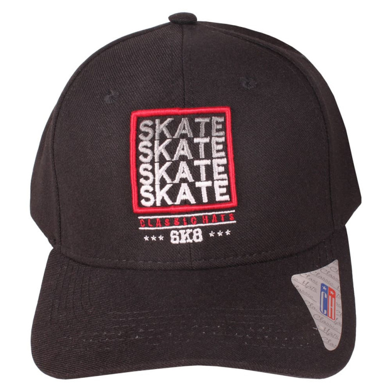 Boné Aba Curva Strapback Classic Hats Skate SK8 Preto